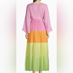 PQ Swim Pink and Orange Tiered Ruched Sundress